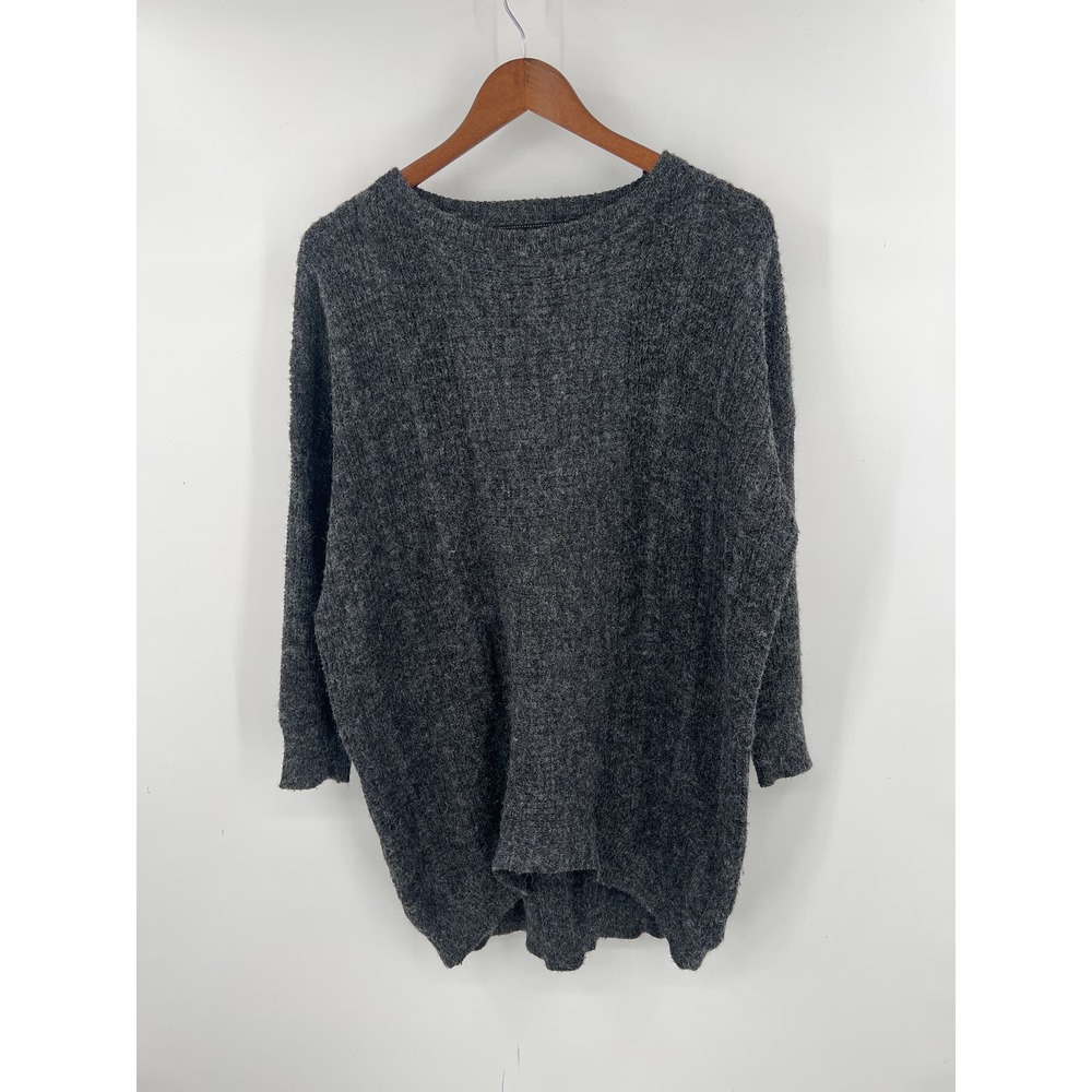 Listicle women's grey textured mohair wool oversized long sweater size large